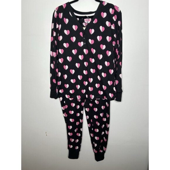 Kate Spade New York Women's 2-Pc. Heart Print Velour Pajama Set Size Small - Picture 1 of 15